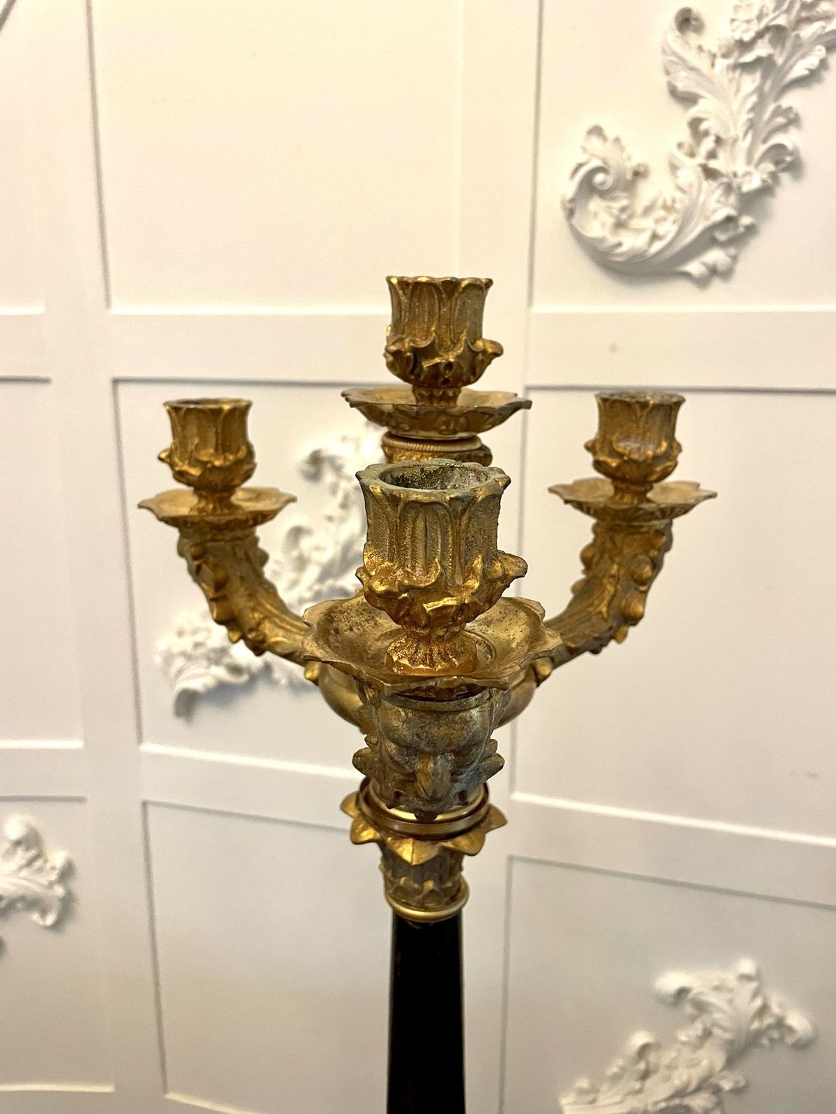 Quality Pair Of Antique Regency Ornate Ormolu Four Arm Candelabra photo furniture