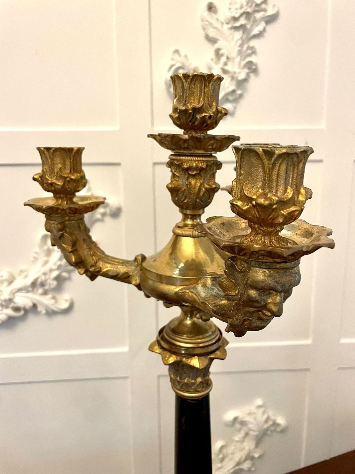 Quality Pair Of Antique Regency Ornate Ormolu Four Arm Candelabra photo Home Decor