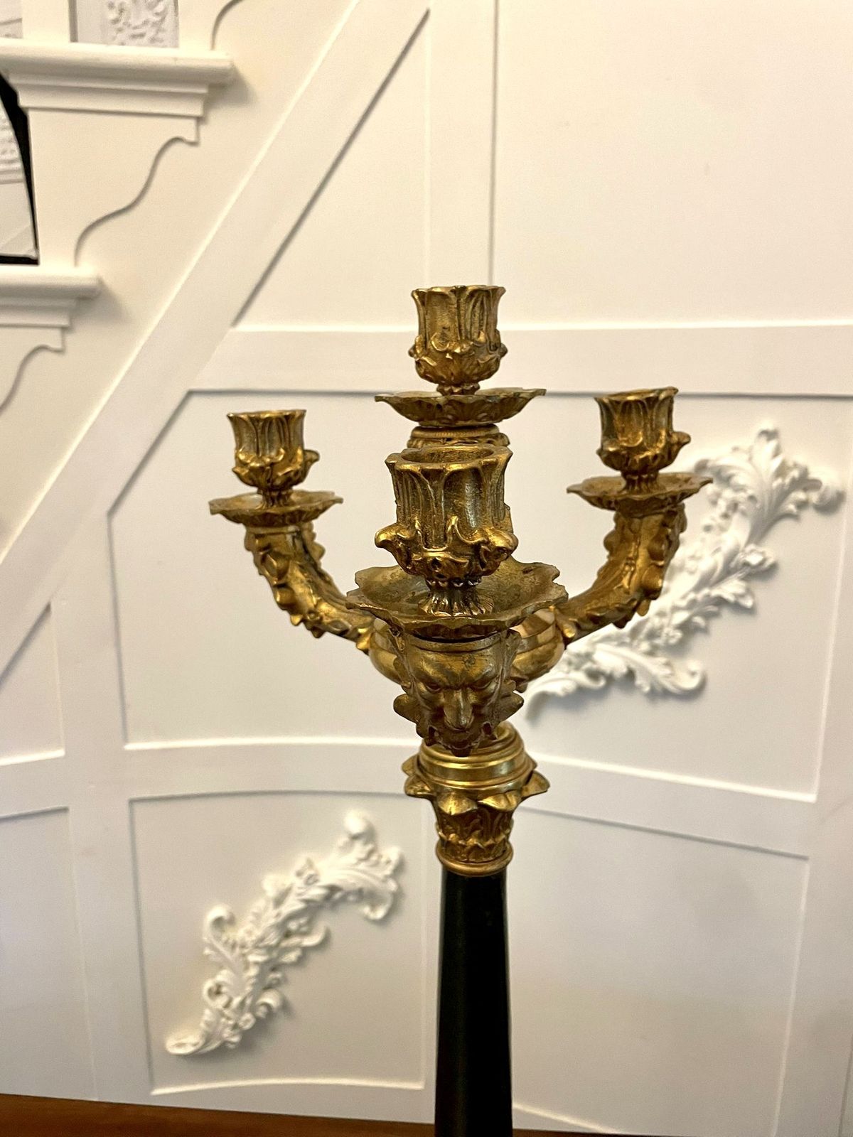 Quality Pair Of Antique Regency Ornate Ormolu Four Arm Candelabra photo vintage