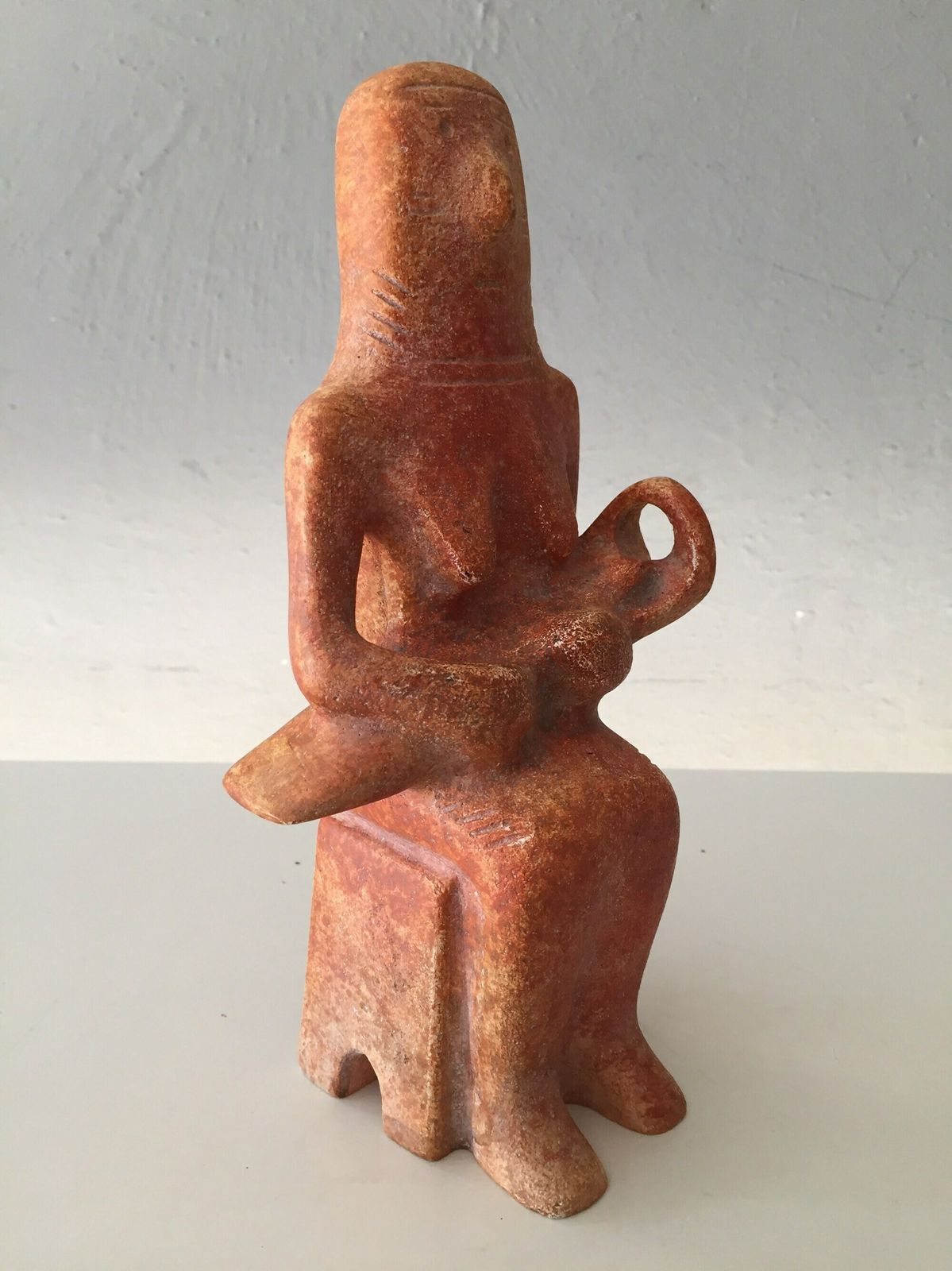 Woman Carrying A Child In A Cradle   Terra Cotta Sculpture   Early Bronze Age Antiques Style   Female Figurines   Cypriot Art