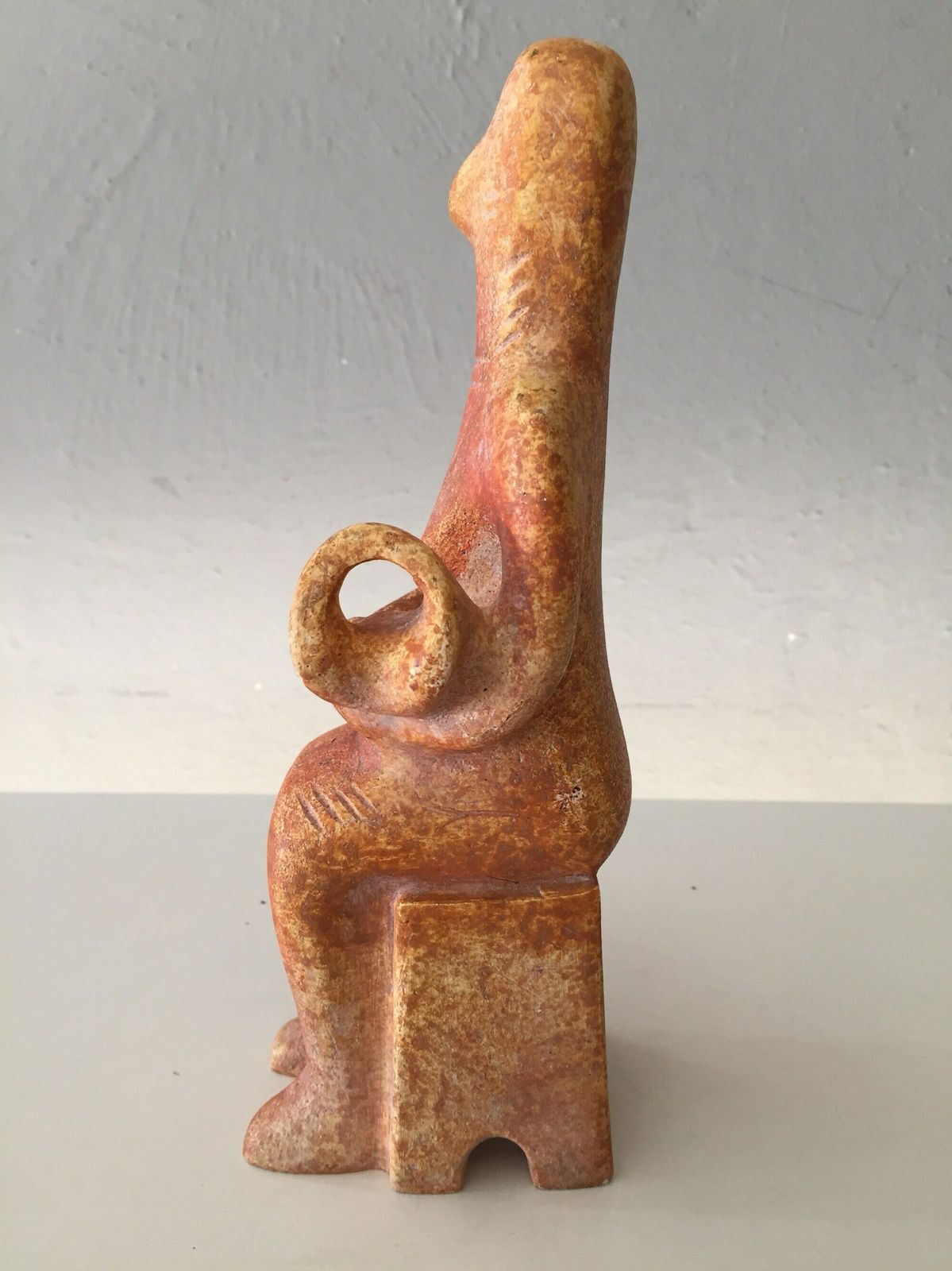 Woman Carrying A Child In A Cradle   Terra Cotta Sculpture   Early Bronze Age Antiques Style   Female Figurines   Cypriot Art photo for sale