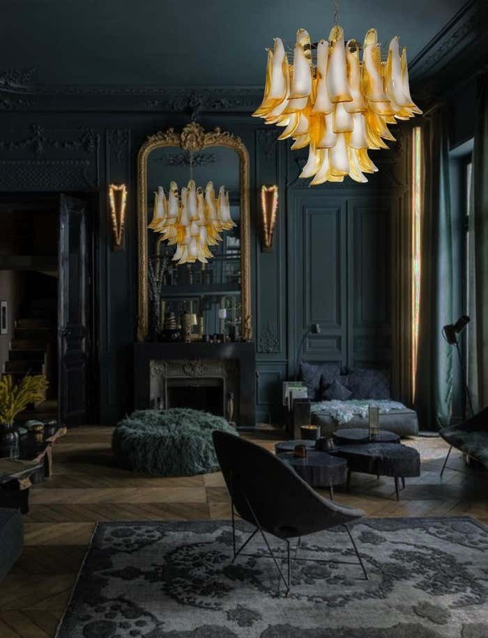 Italian Caramello Petal Chandelier, Murano photo furniture