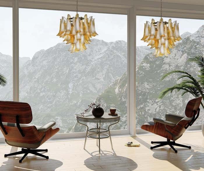Lighting Italian Caramello Petal Chandelier, Murano photo
