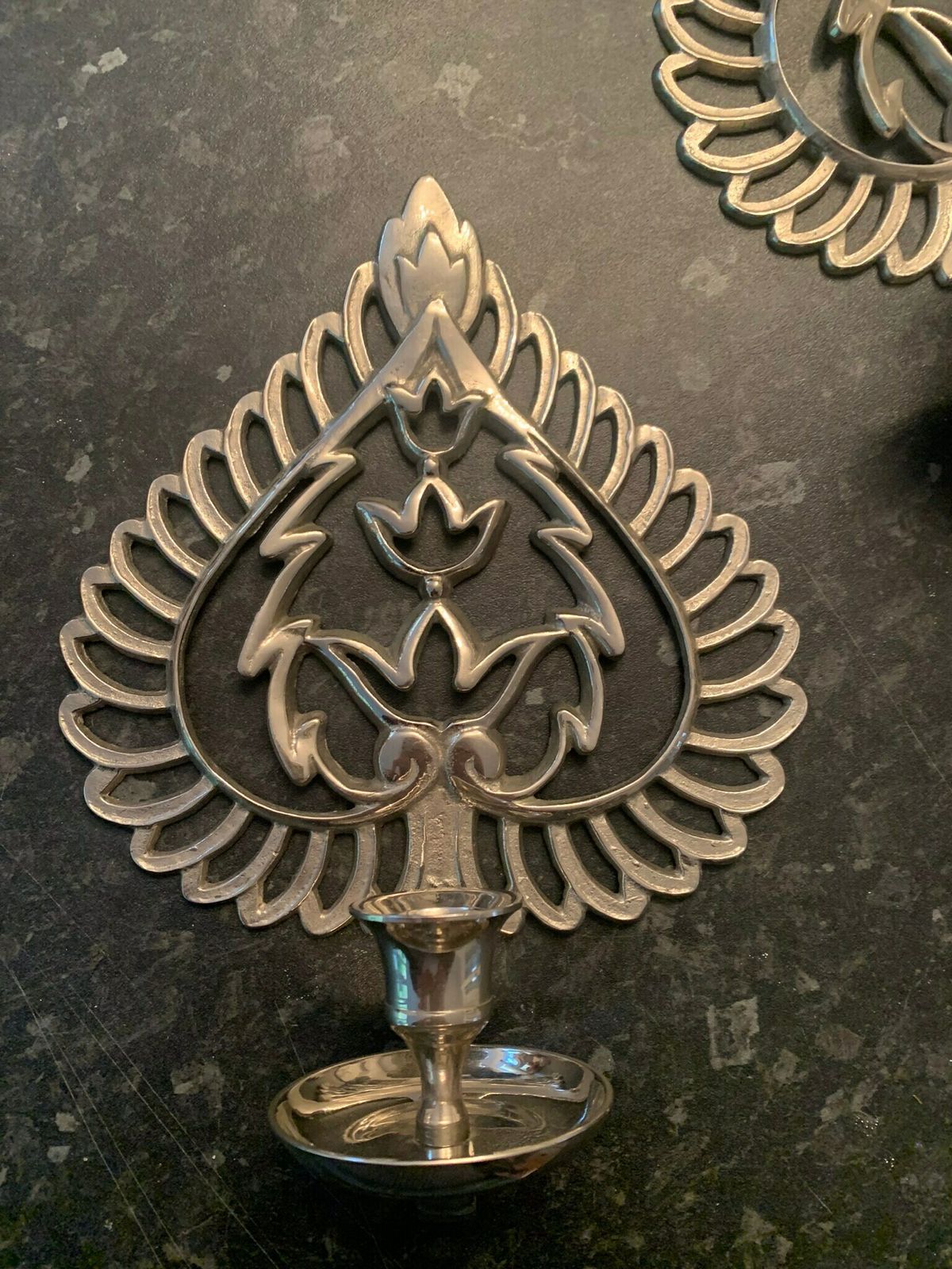 Vintage Pair Of Steel Chrome Plated Wall Hanging Candle Sconces. Superb photo furniture