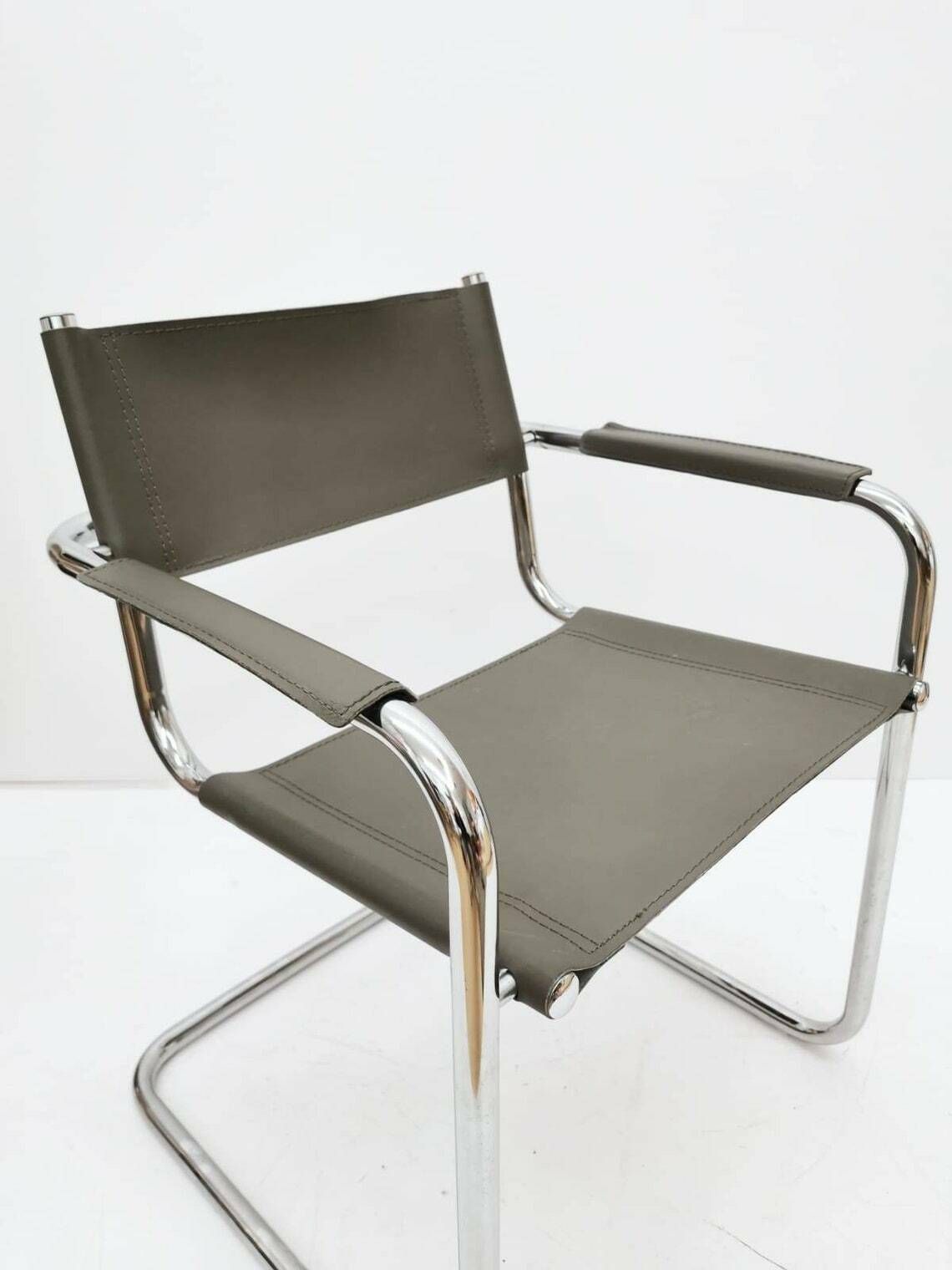 1 Of 2 Model Mg5 Centro Studi Desk Chair By Mart Stam & Marcel Breuer For Matteo Grassi, 1970s photo vinterior