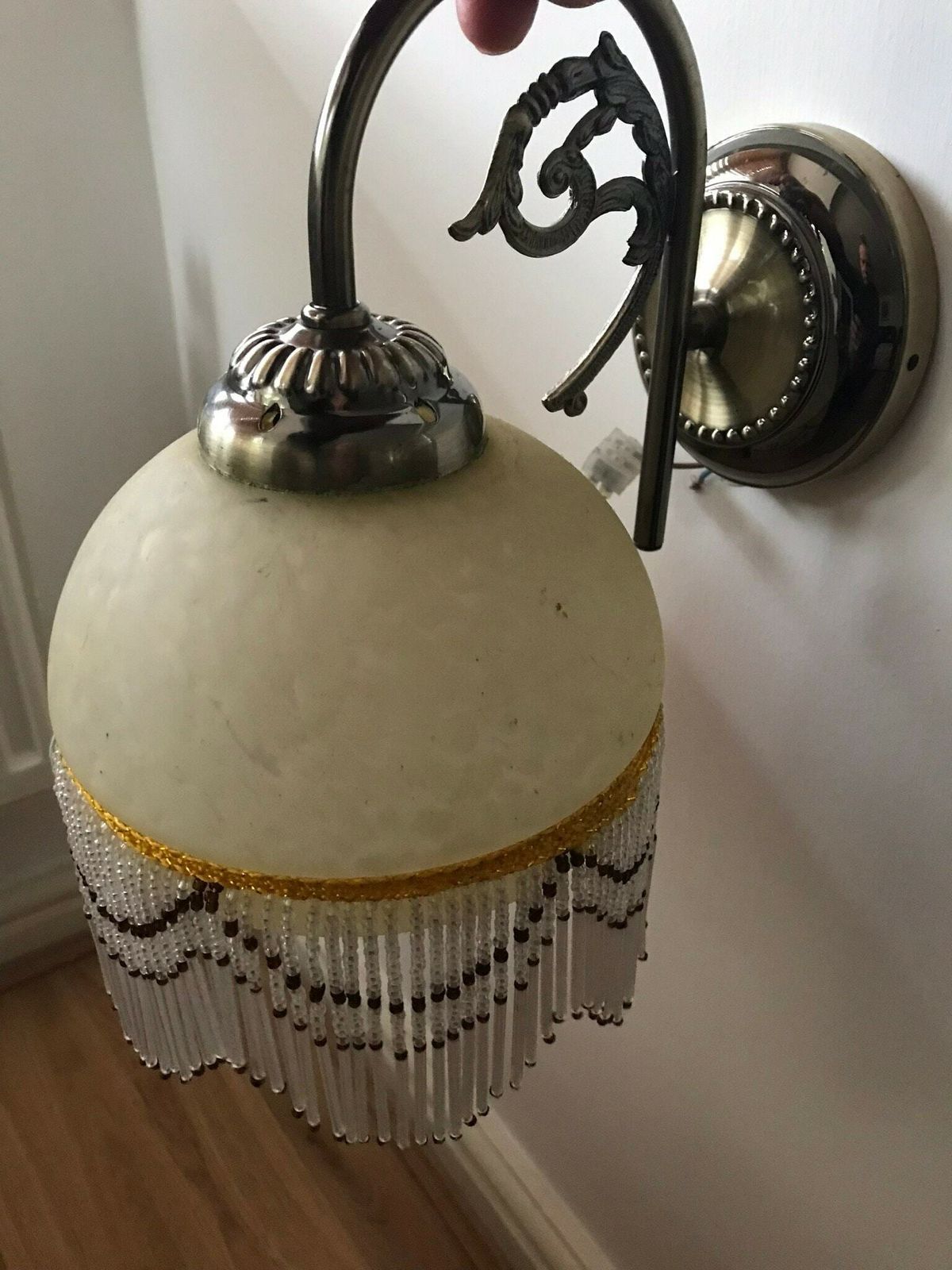 Art Deco Style Marbled Glass Wall Lights/Sconces Pair