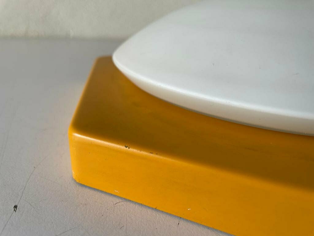 photo for sale Pop Art Orange Metal & Milk Round Glass Single Sconce By Rolf Krüger For Heinz Neuhaus Leuchten, 1970s, Germany