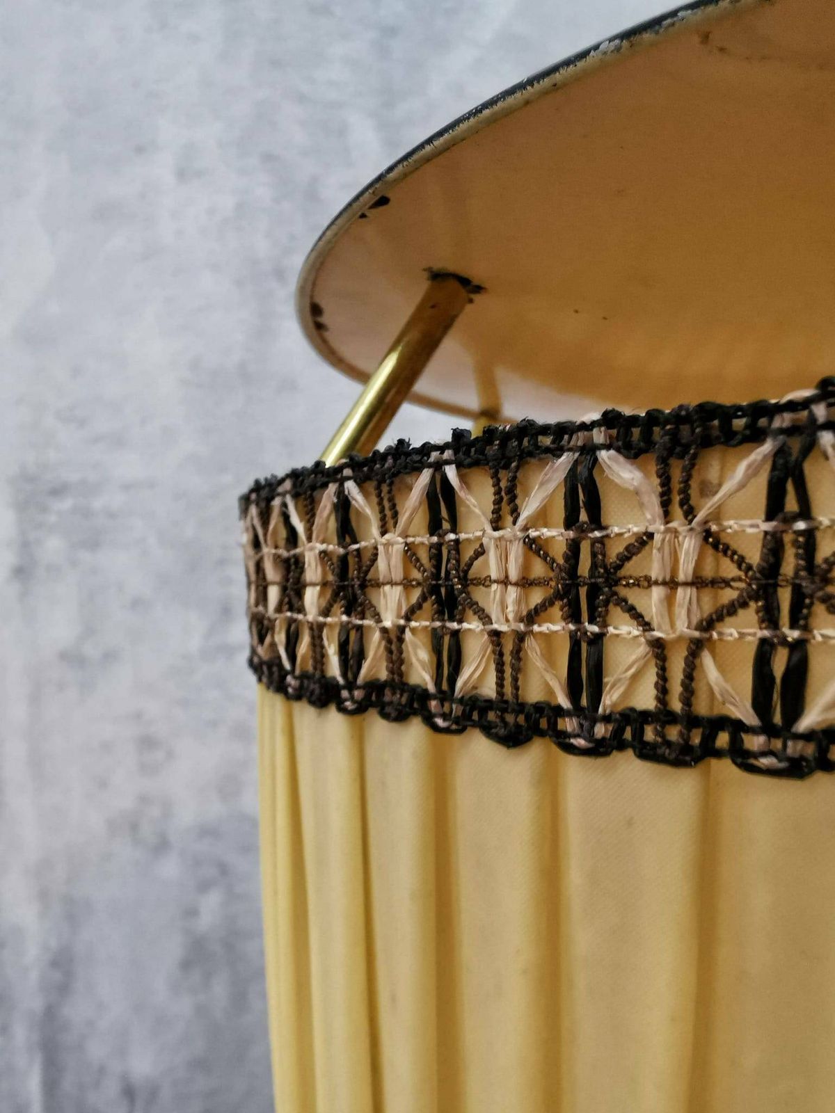 Mid Century Modern Brass And Illustrated Fabric Floor Lamp, 1950s, Germany photo 960.0