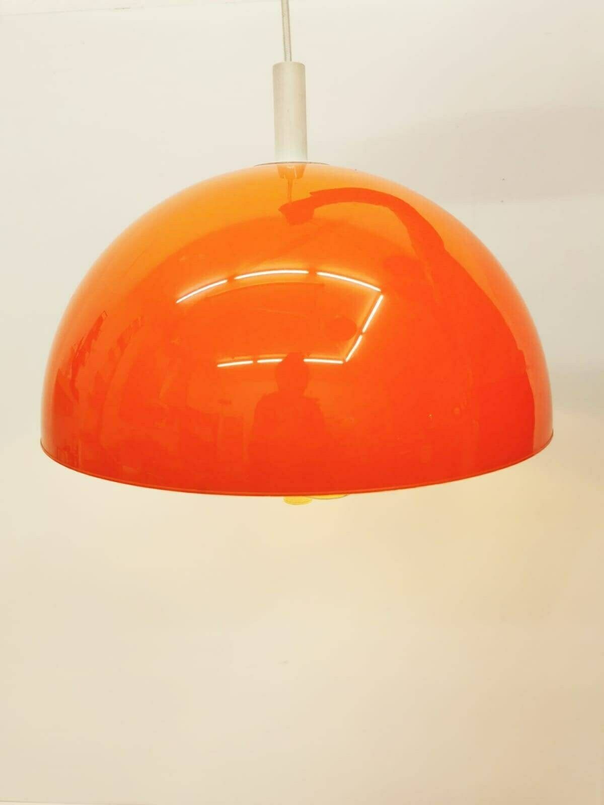 Harvey Space Age Guzzini For Meblo Orange Hanging Lamp, 1960s photo 328.0