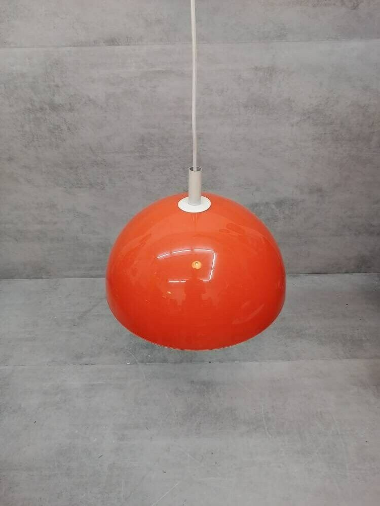 photo furniture Harvey Space Age Guzzini For Meblo Orange Hanging Lamp, 1960s