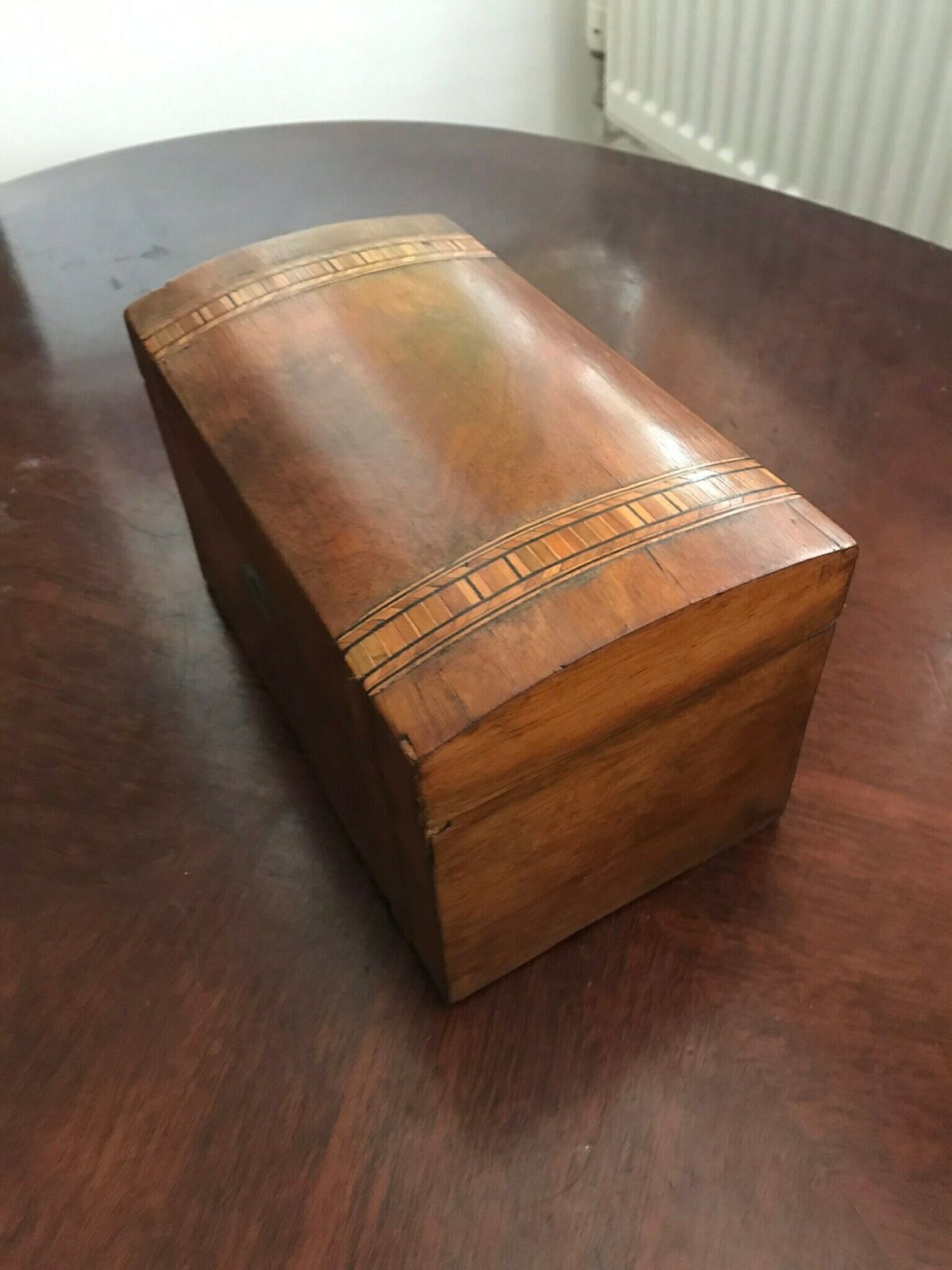 Pretty Antique Victorian Marquetry Inlaid Mahogany Twin Tea Caddy photo furniture