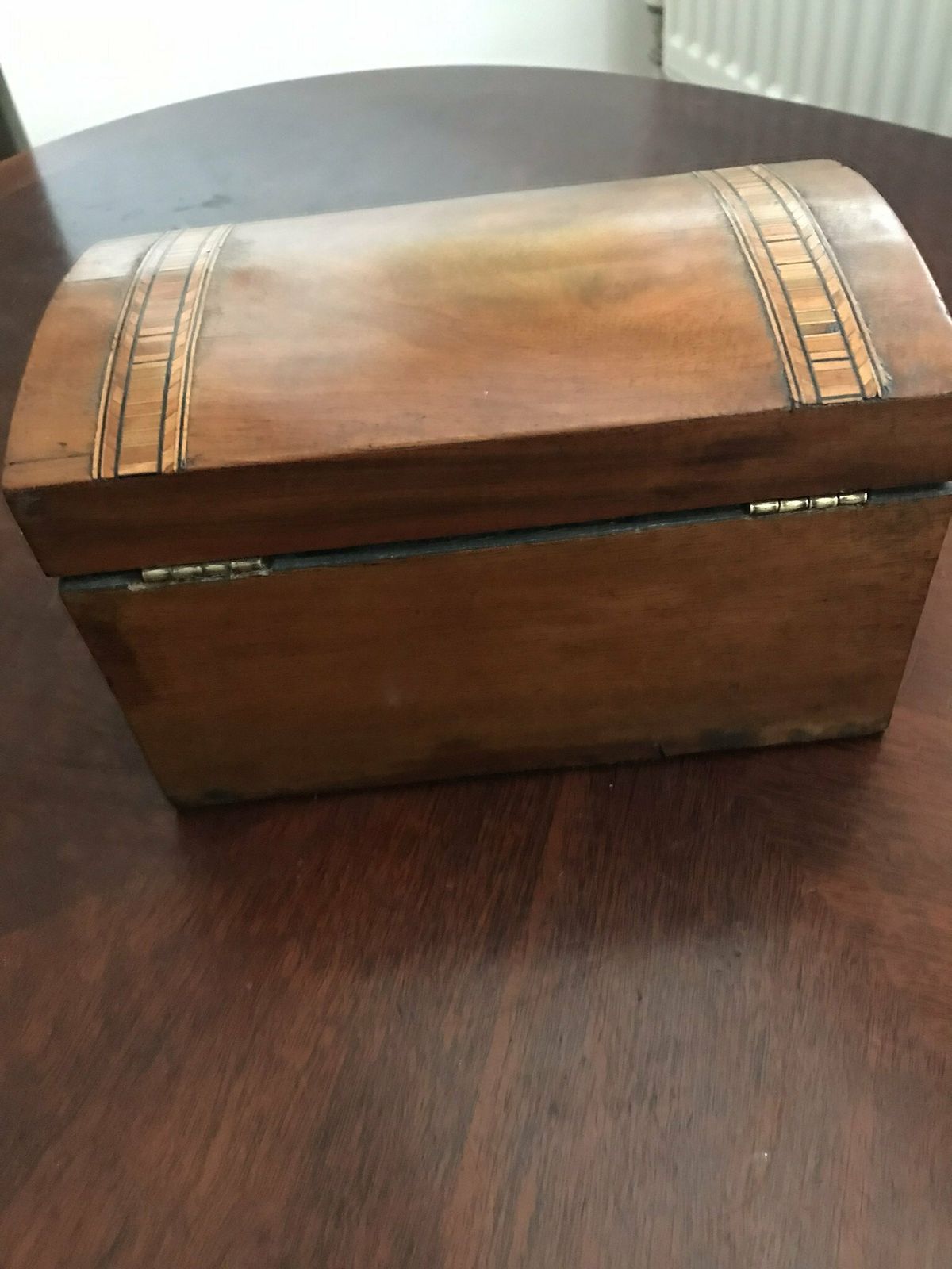 Pretty Antique Victorian Marquetry Inlaid Mahogany Twin Tea Caddy photo for sale