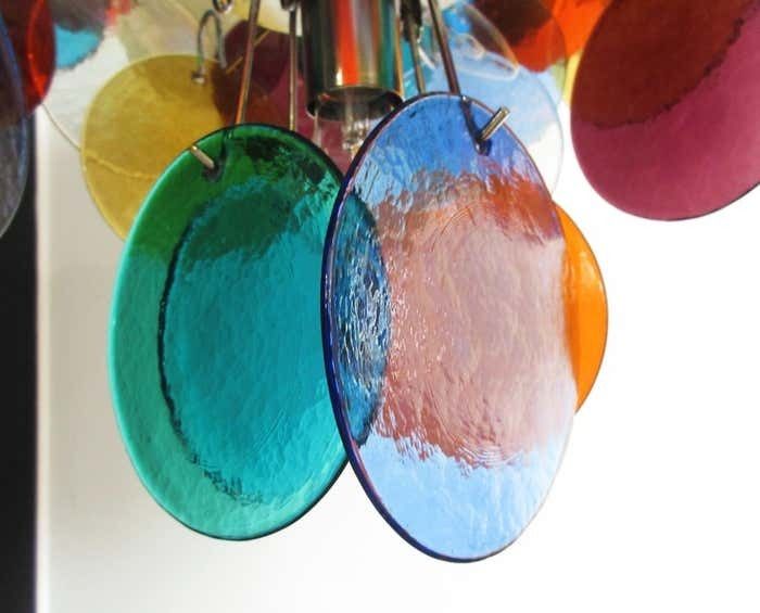 Italian Multicolored Glass Disks Chandelier, Murano photo vintage