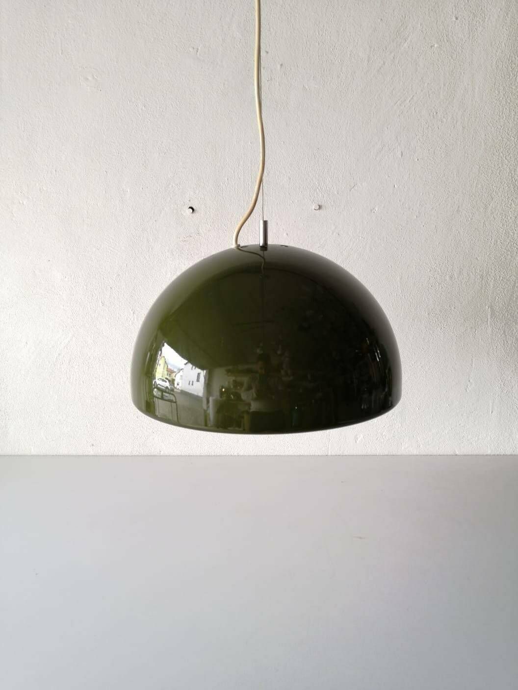 Reggiani Goffredo Wonderful Green Metal Suspension Lamp, 1960s Italy photo furniture