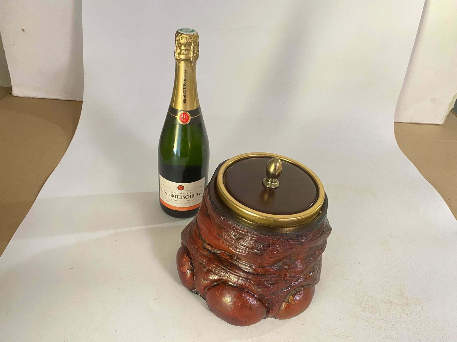 Ice Bucket In Plastic And Metal Switzerland Circa 1970 With A Leather Base photo Home Decor