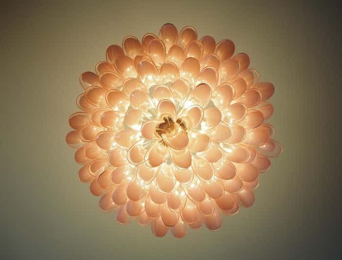 6407.0 Amazing Pair Murano Pink Petal Chandeliers photo