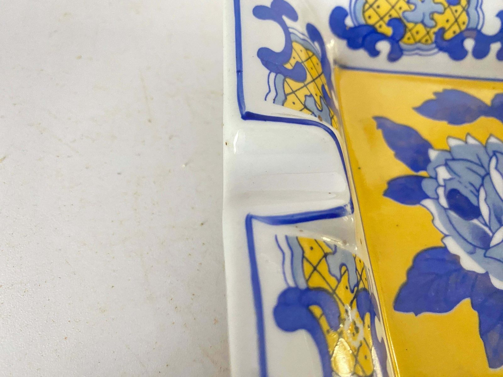Ceramic Blue And Yellow Ashtray Or Vide Poche Circa 1960 Italy photo for sale