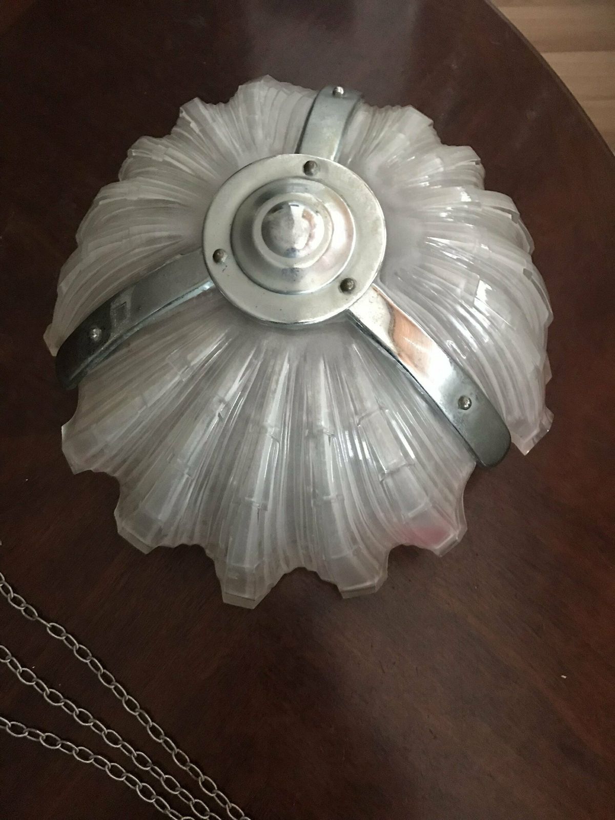 Original Art Deco Scallop/Clam Pendant Light Shade/ Flycatcher ‘Rochelle ‘ Chandelier photo for sale