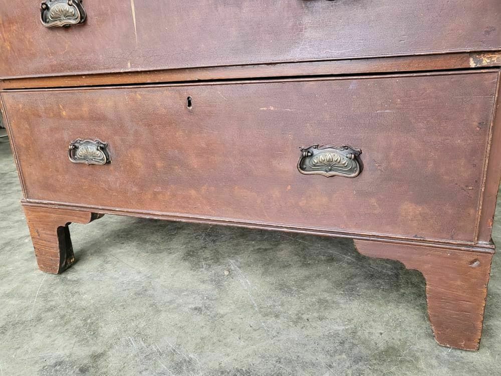 Antique Victorian Small Chest Of Drawers Bracket Feet 3 Drawers Brass Handles photo furniture