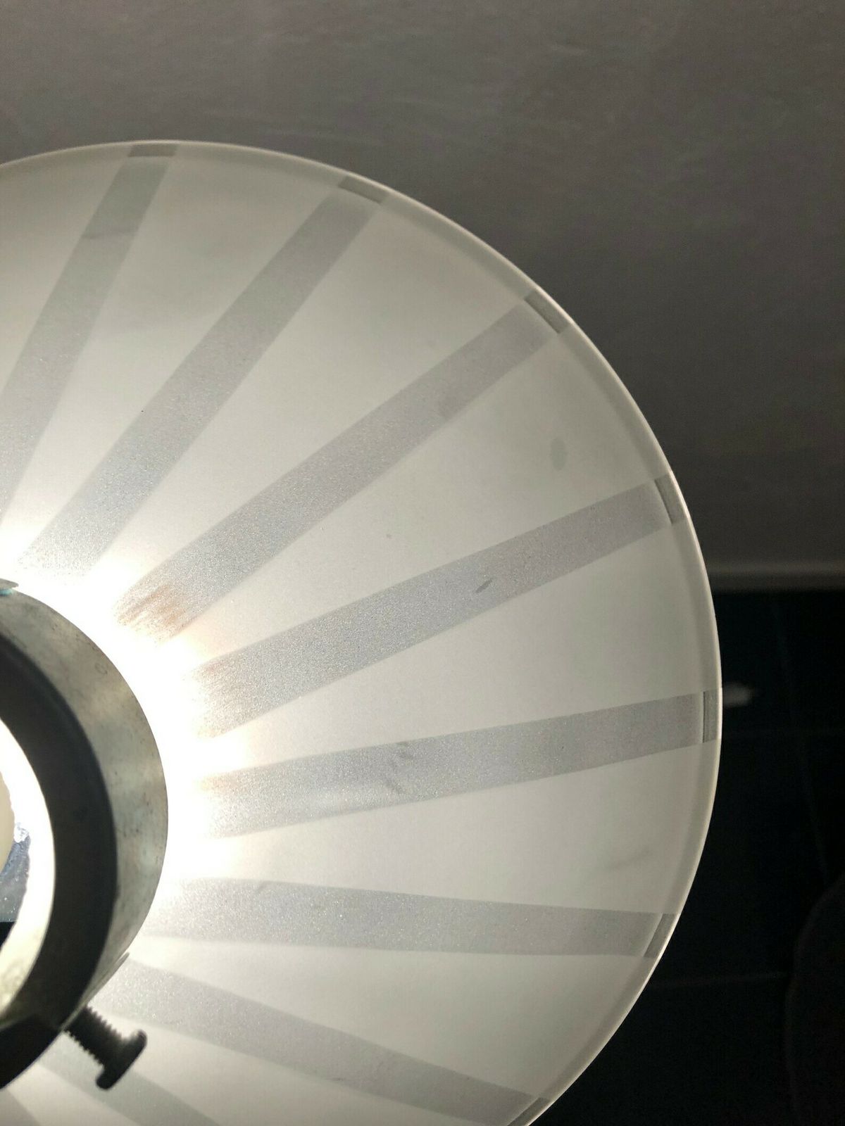 Pair Of Minimalist Danish Vintage Ceiling Lamps In Frosted And Tranparent Glass With Striped Pattern photo buy