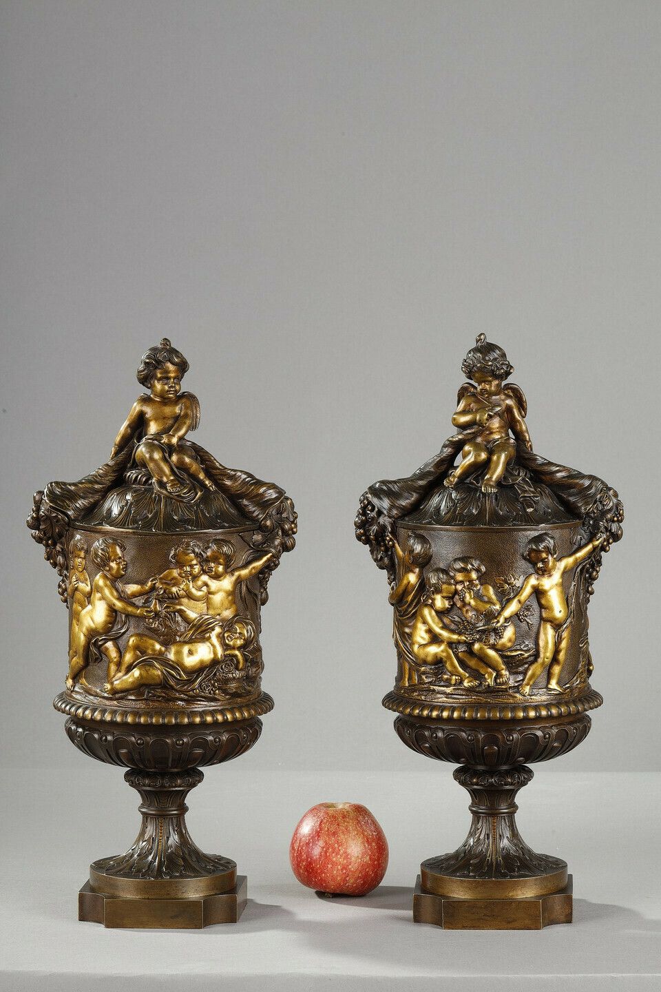 Pair Of Covered Vases, In Finely Chased Bronze With A Rich Rotating Decoration photo furniture