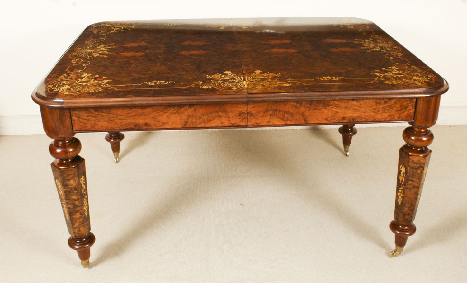 Bespoke Handmade Burr Walnut & Marquetry Dining Table Set photo Furniture