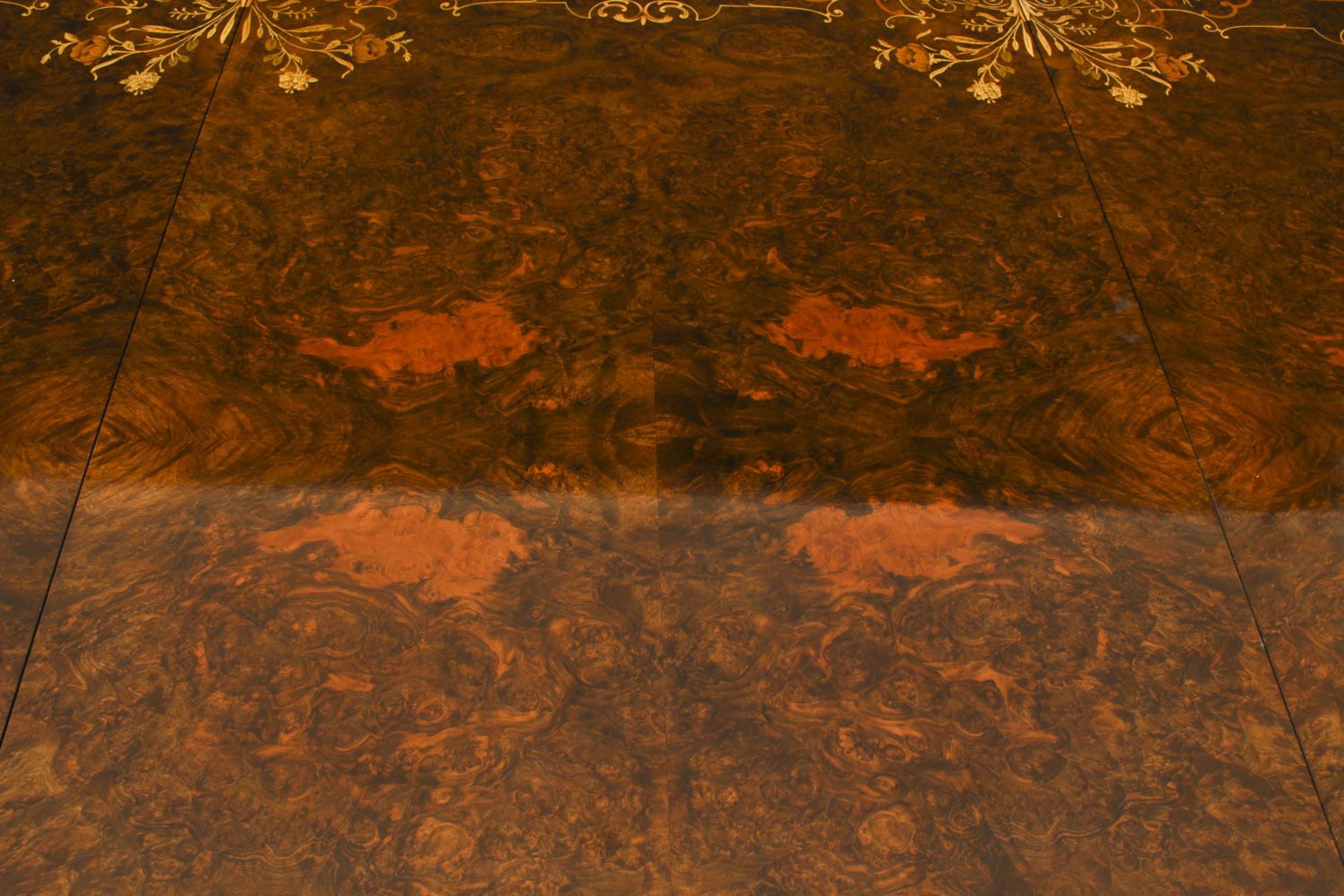 Bespoke Handmade Burr Walnut & Marquetry Dining Table Set photo vintage