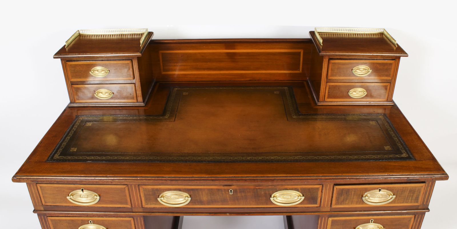 Victorian Inlaid Mahogany Desk  19th C photo for sale