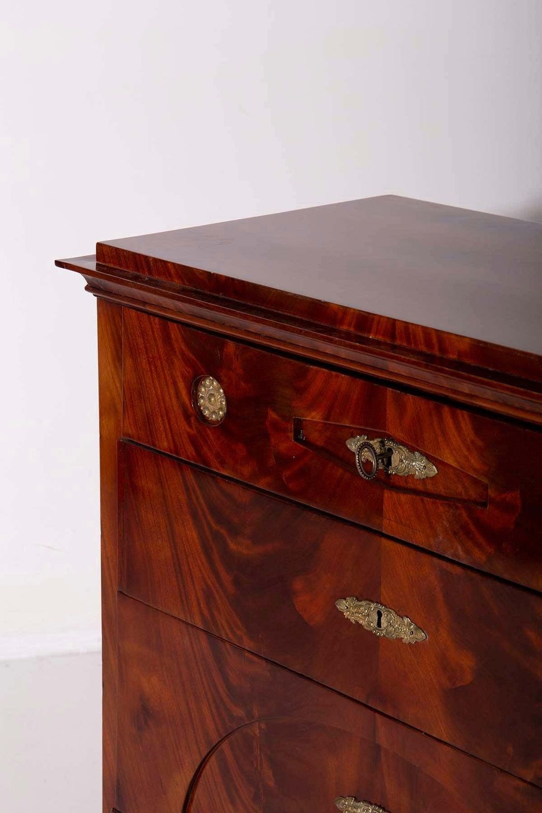 Antique Biedermeier Style Drop Front Mahogany Secretary Chest photo vintage