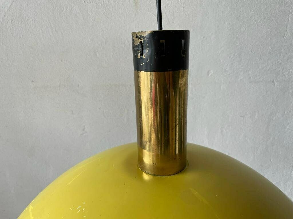 Yellow Metal Shade Counterweight Pendant Lamp By Stilux, 1970s, Italy photo for sale