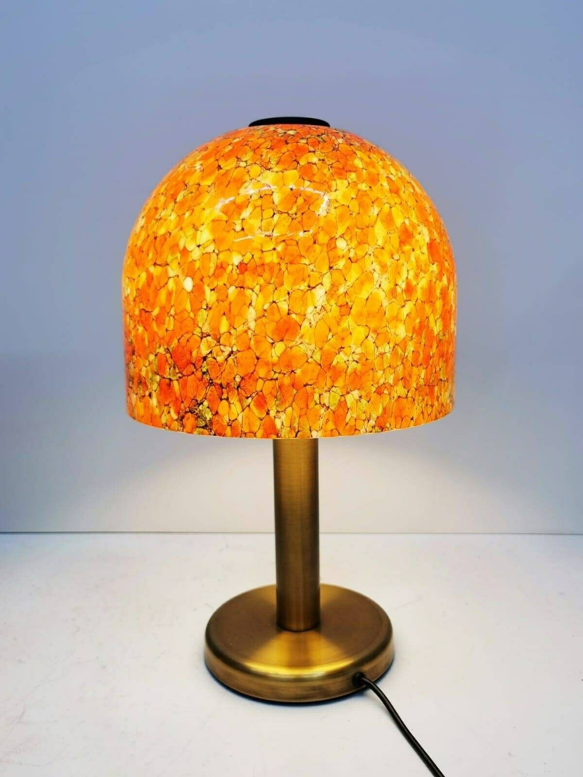 Pair Of Glass And Brass Table Lamps By Peil & Putzler Germany 1970s photo vinterior