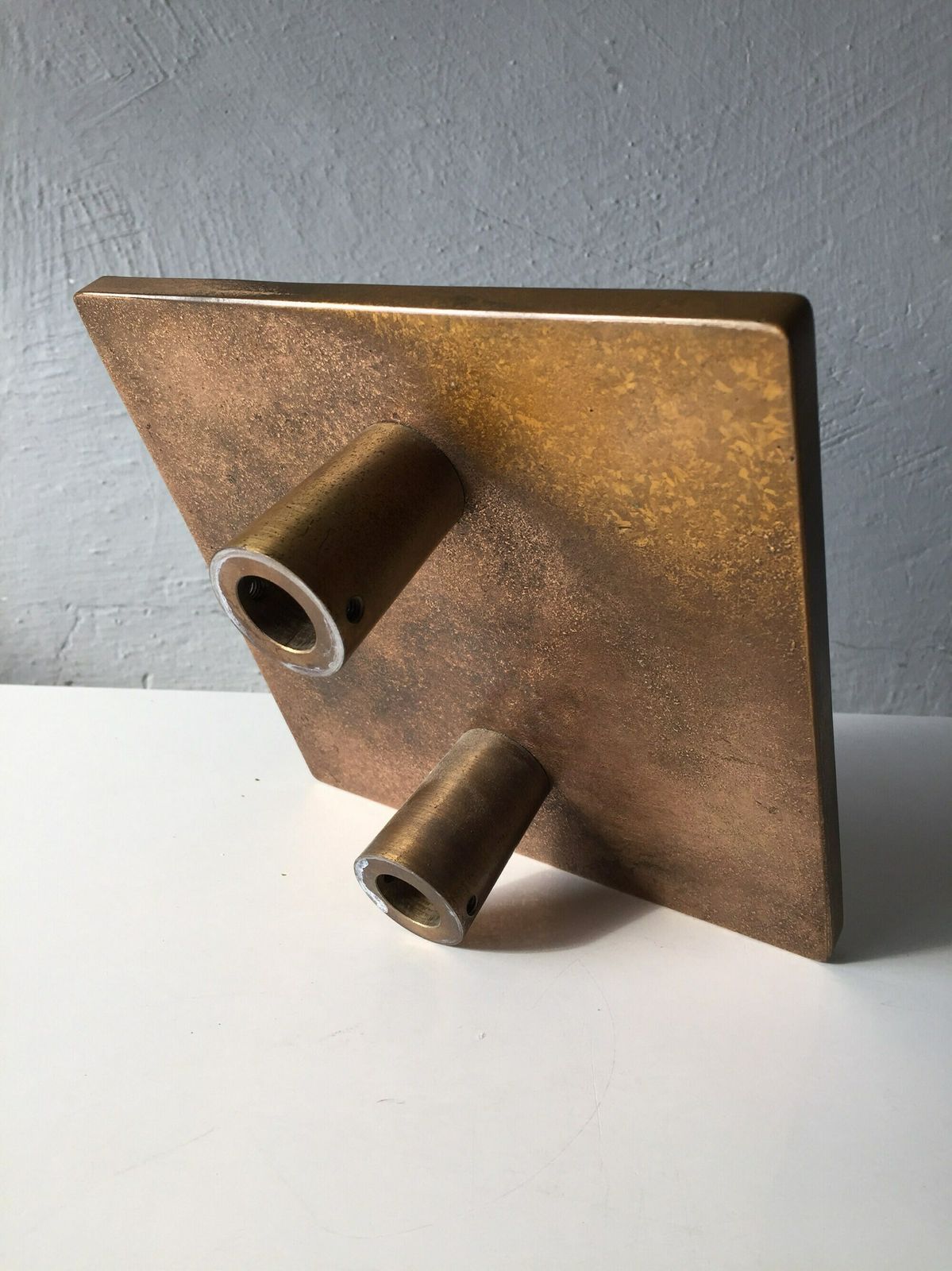 Very Heavy Solid Bronze Square Door Handles   Apotheke Door Handles   1960s Germany photo vintage
