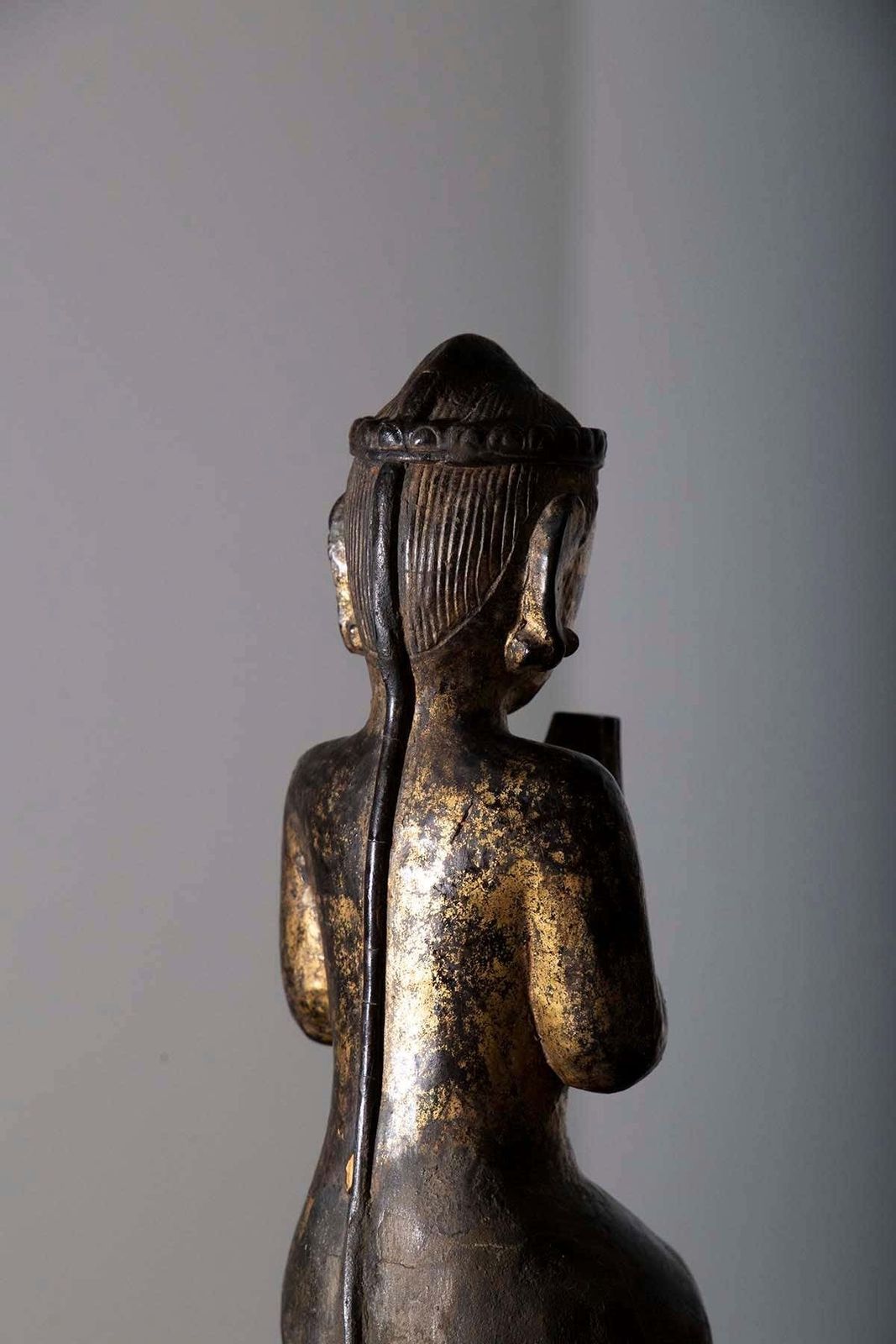 photo furniture Lacquered Wooden Sculpture Depicting Burma Praying, Early 19th Century