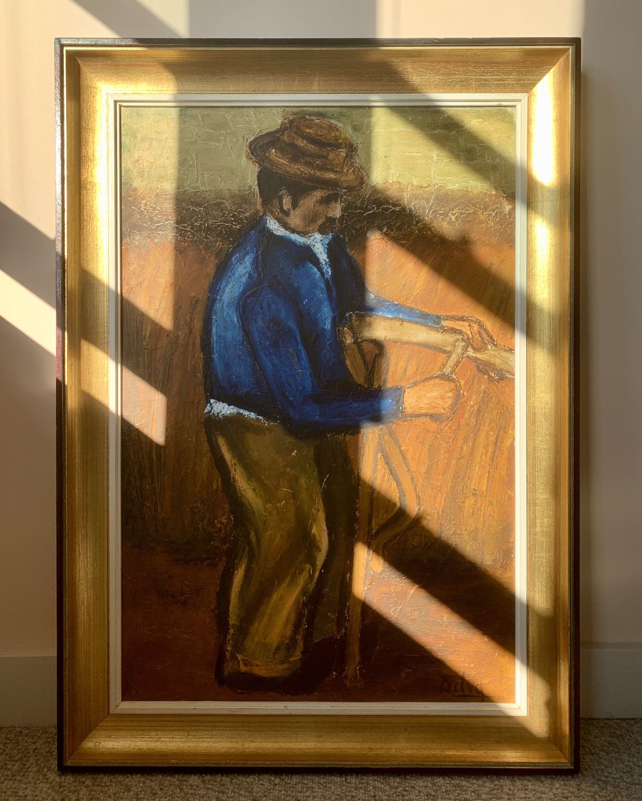 Large Vintage Oil On Board, 1970s, Signed Dilvq