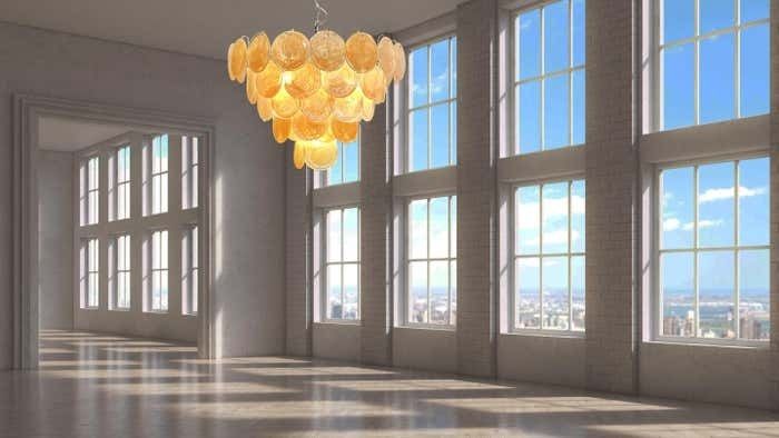 Gorgeous Murano Chandelier Space Age   57 Gold Alabaster Iridescent Glasses photo vinterior