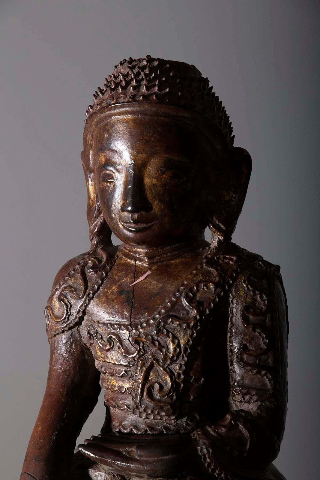 Large Wooden Buddha Sculpture Probably Laos, 19th 20th Century photo for sale