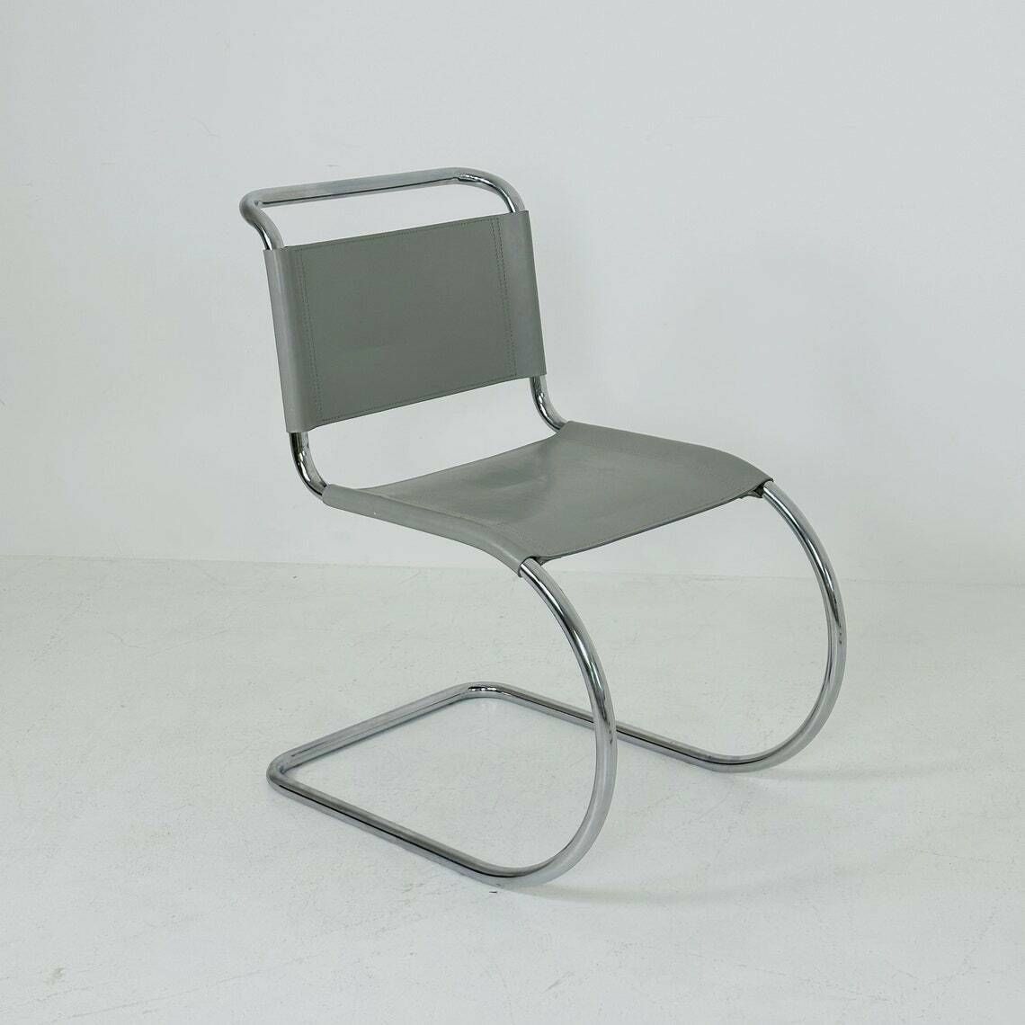 1 Of 2 Mr10 Lounge Grey Leather Chair Design By Ludwig Mies Van Der Rohe  1980s photo furniture