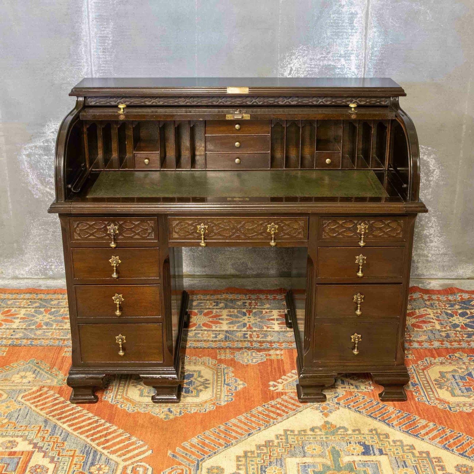 Early 20th Century Chippendale Style Mahogany Desk photo furniture