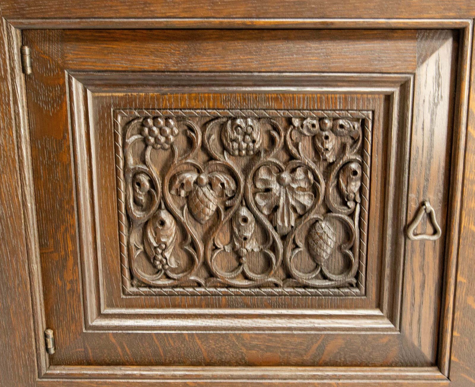 photo for sale French Oak & Wrought Iron Buffet Neogothic St Tree Of Life Theme Early 20th C