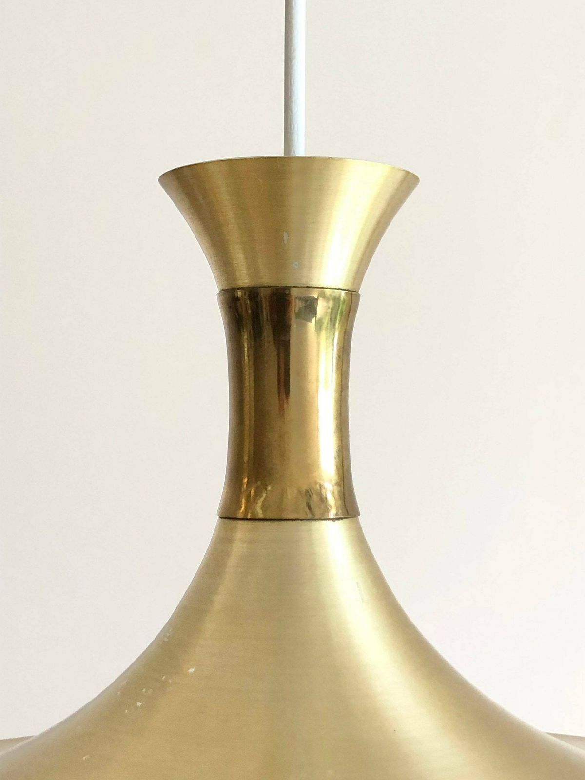 Danish Mid Century Modern Design Minimalist Ceiling Lamp With Gold Painted Metal Shade And Cool Gold Plastc Grid photo 233.0