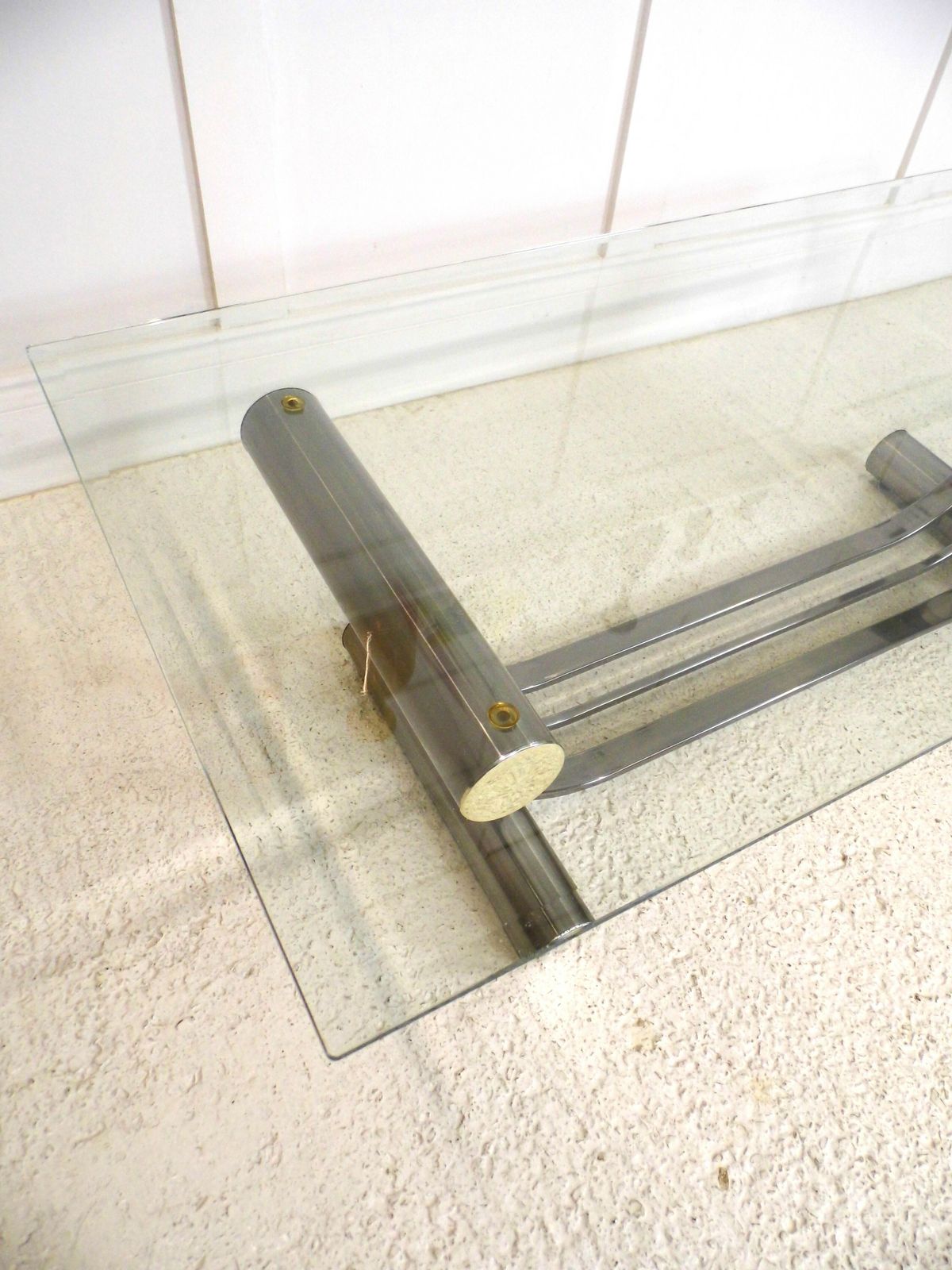 Designer Stylish American Ellipse Shaped Tubular Metal And Glass Table By Dia photo 300.0