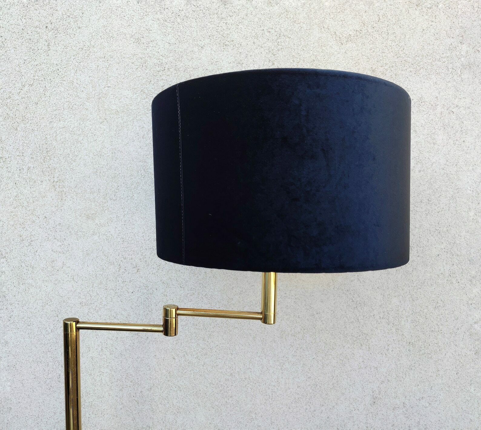 Mid Century Modern Brass Swing Arm Floor Lamp With Black Velvet Shade // Made Ij West Germany In 1960s photo furniture