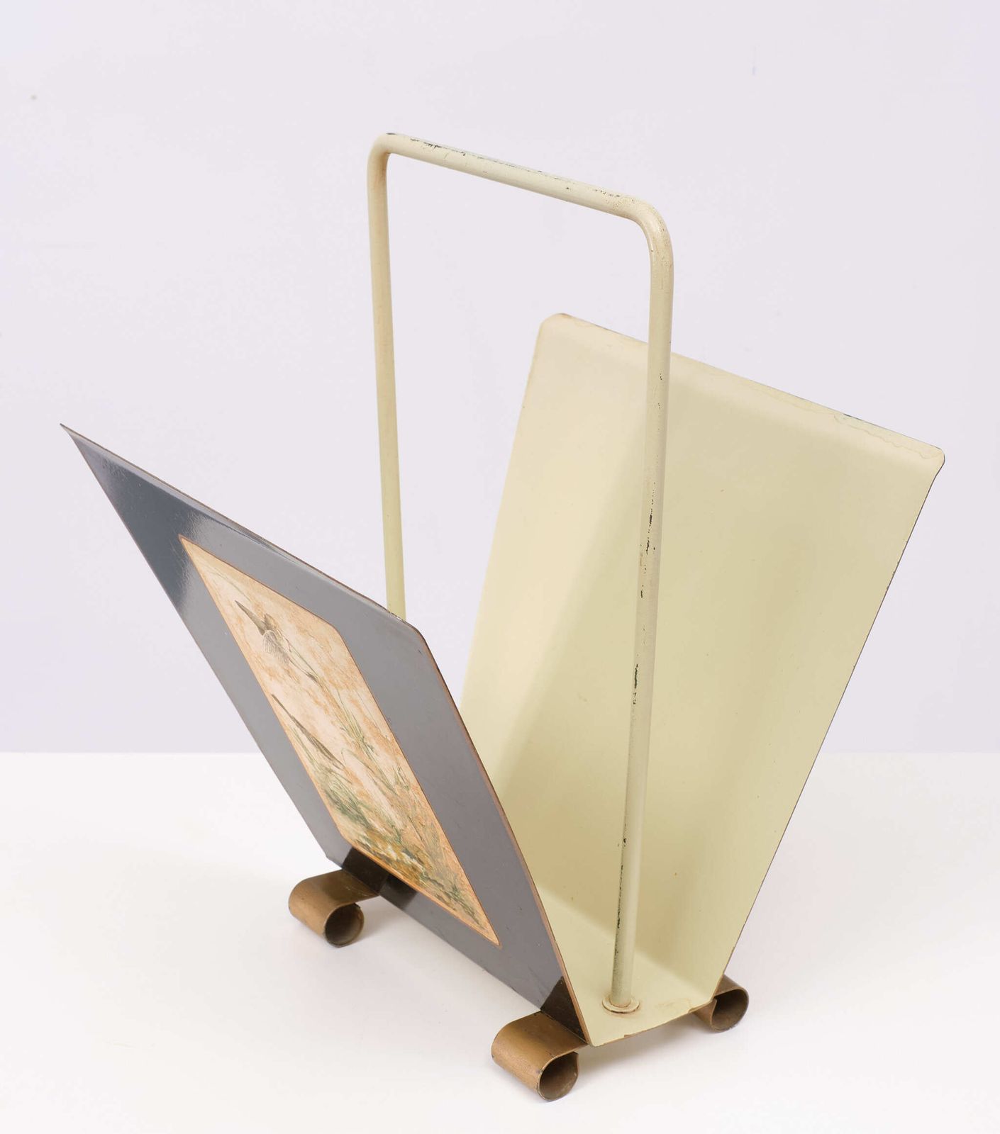 1950s England Metal Magazine Rack photo vintage