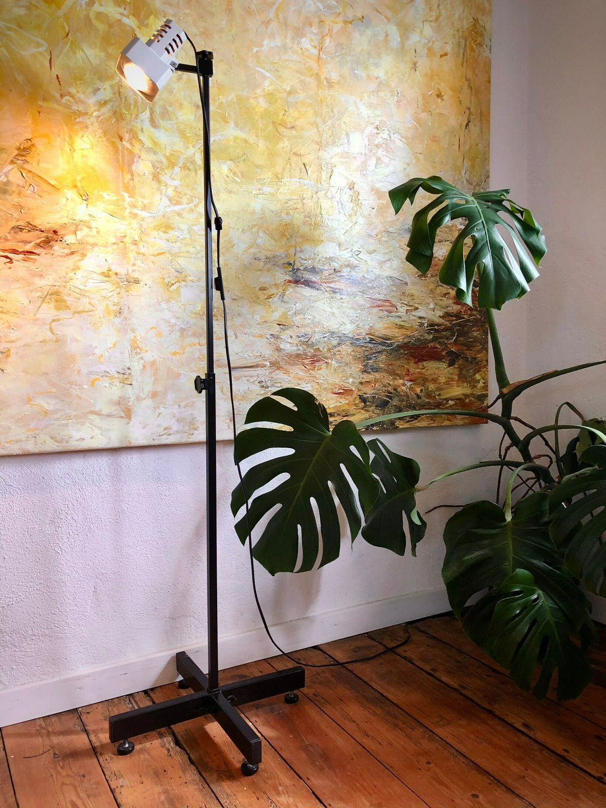 Danish Postmodern Vintage “Flipper” Floorlamp In Black And White Metal   Design By Mogens Davidsen For Sc Sørensen photo Lighting