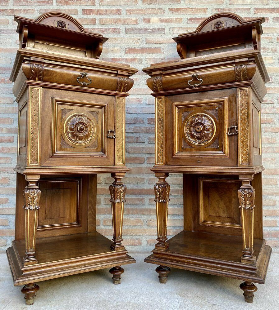 19th Century French Marble Top Bedside Tables, 1890s, Set Of 2 photo Furniture