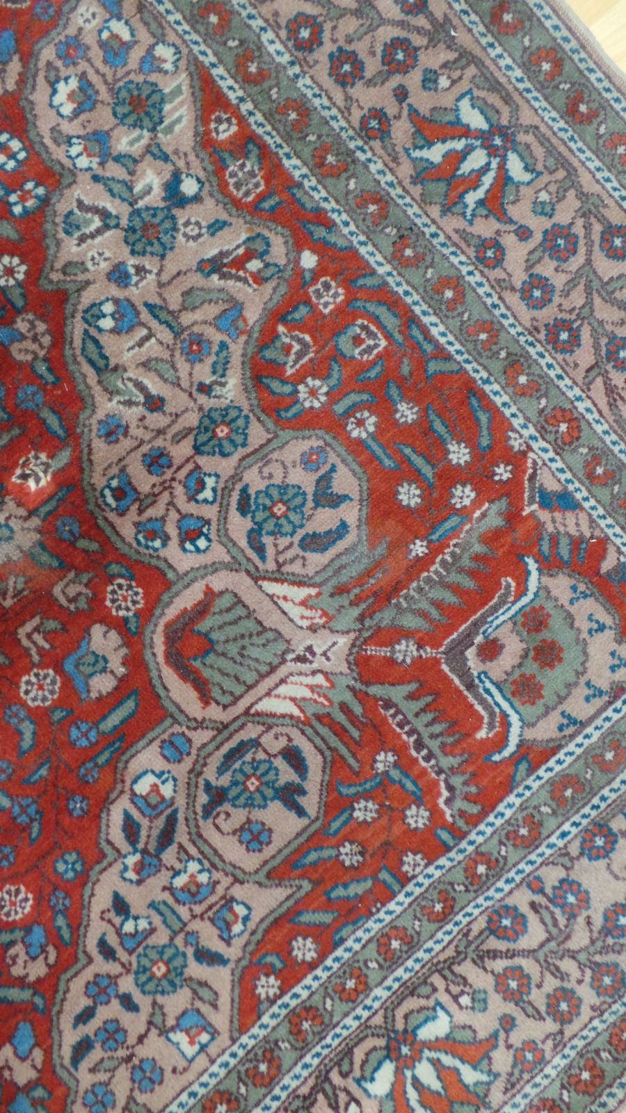 photo vintage Large Turkish Hand Made Carpet Or Rug Vintage Kula 9ft 7" X 6ft 4" Stunning Geometric Design