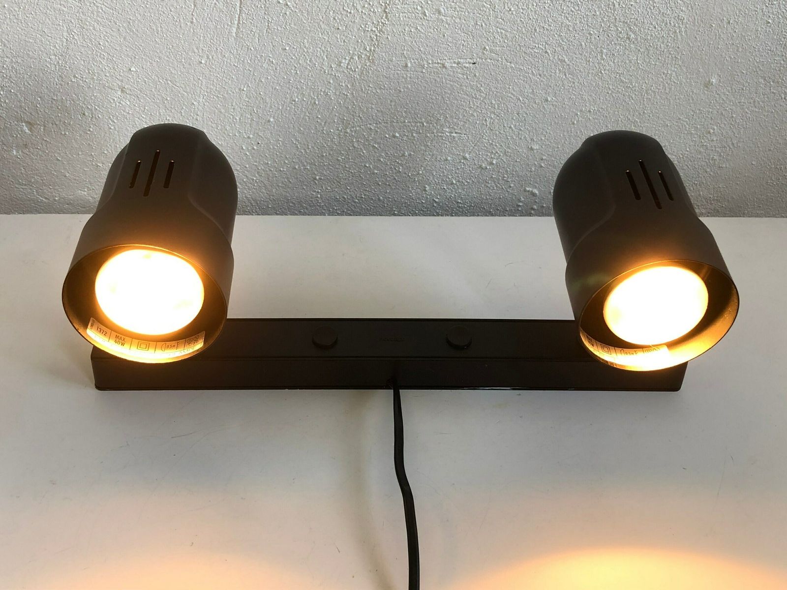 Pair Of Danish Postmodern Spots In Black Metal And Plastic   Design From Nordlux photo for sale