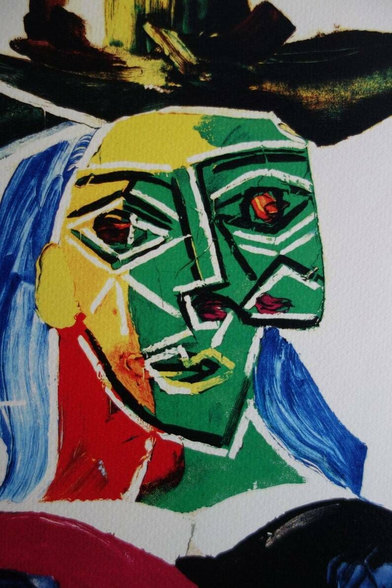 Fine Cubist Limited Edition Print   Femme, Pablo Picasso, Hand Signed & Stamped photo furniture