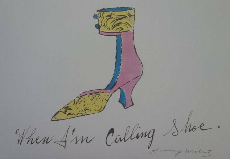 Fine Pop Art Limited Edition Illustration Print   Shoe, Andy Warhol, Signed & Stamped With Estate Stamp, Trial Proof