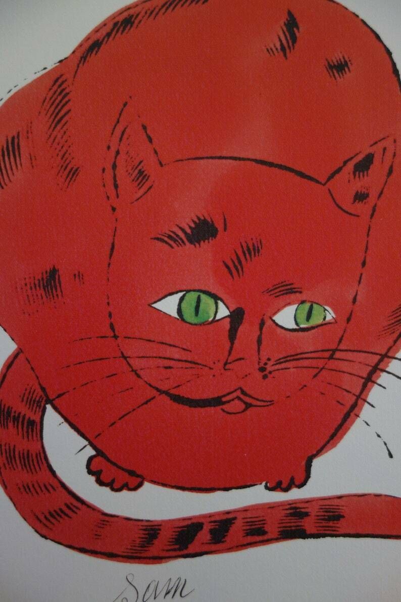 Fine Pop Art Limited Edition Print   Illustration   Cat, Andy Warhol, Signed, Numbered & Stamped With Estate Stamp photo furniture
